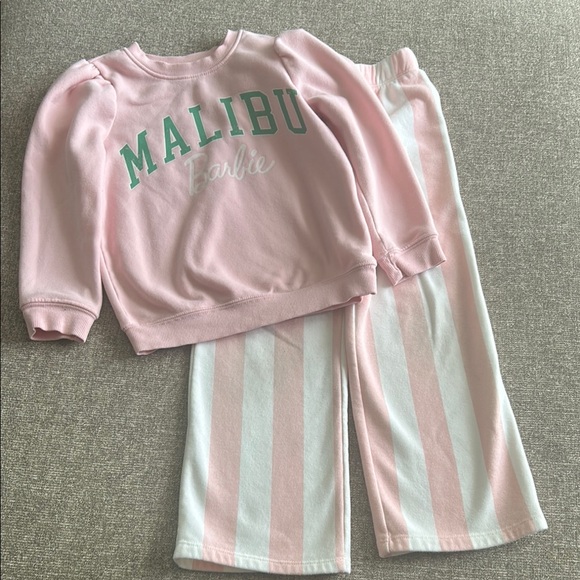 Malibu Pink and White Striped Pajama Set - Picture 1 of 15